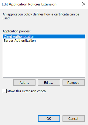 Confirm Extensions Tab - Application Policies Extension Adding