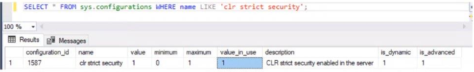 Example showing sys.configurations value_in_use